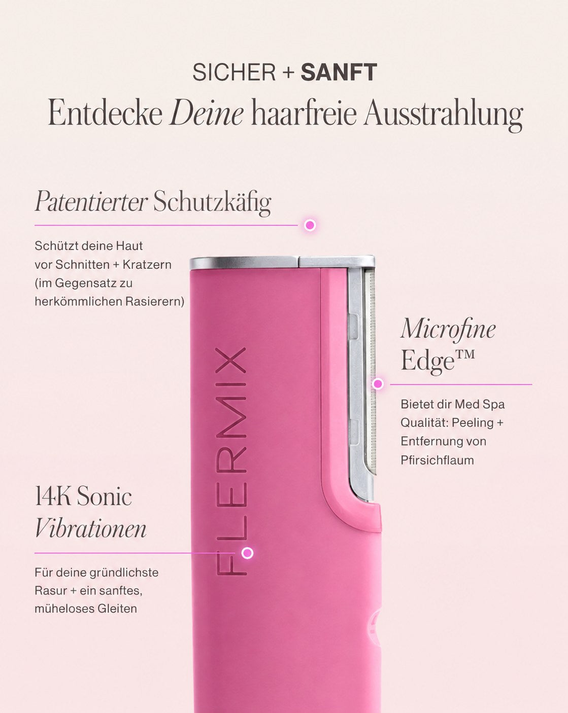 FLERMIX LUXE+ sonisches Dermaplaning-Geraet