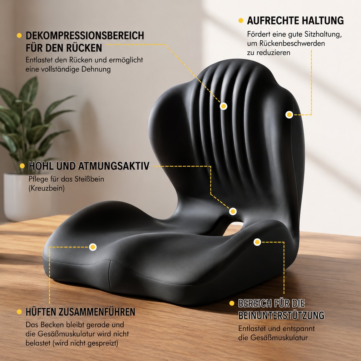 ErgoSeat Pro passt auf Bürostuhl, Autositz, Esszimmerstuhl, Sofa und Rollstuhl